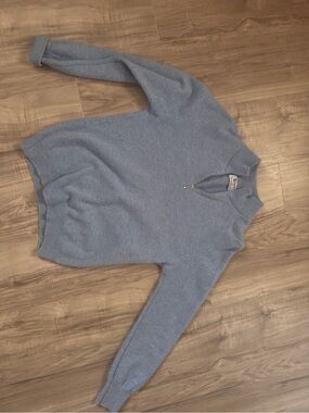 Johnstons of Elgin Light Blue Half-Zip Turtleneck Sweater